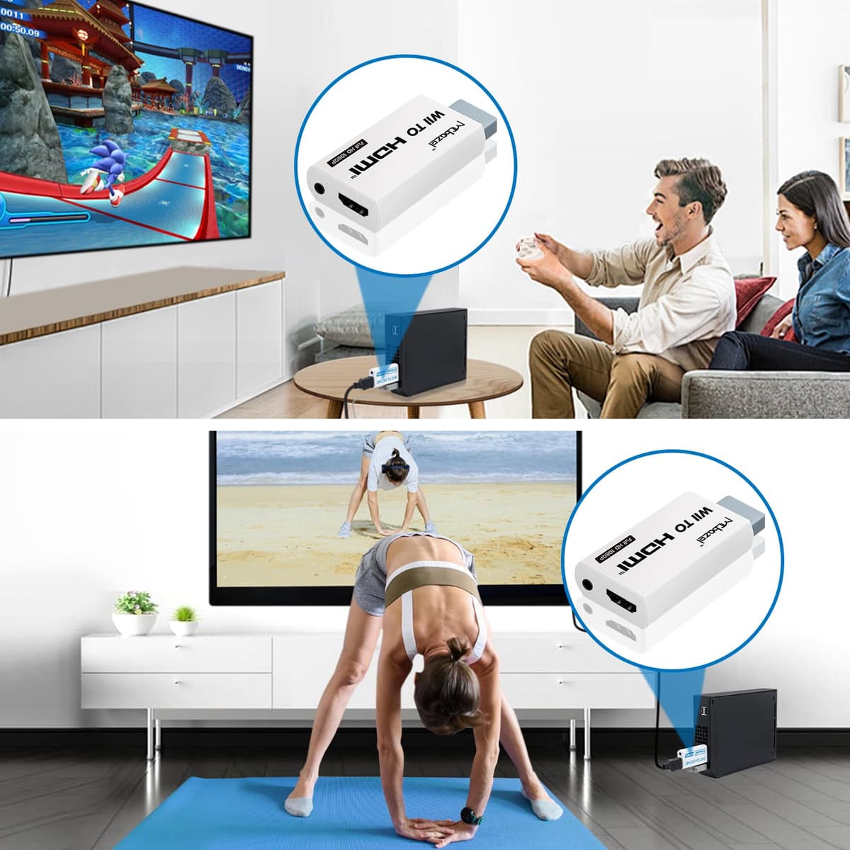 Mcbazel Wii a HDMI Converter, Convertidor de Adaptador Wii HDMI de Video Full HD 1080P con Audio de 3.5mm — view 8