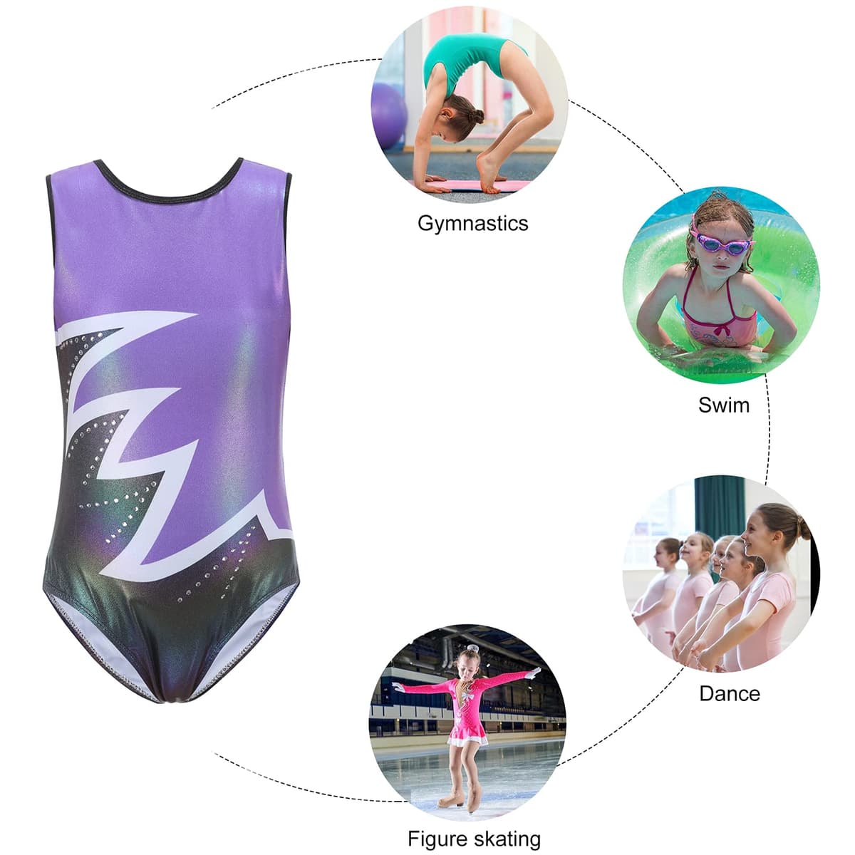 Bezioner Maillot de Gimnasia Leotardos de Danza Body Ballet Clásico Sin Mangas/Manga Larga para Niña 3-14 Años — view 5