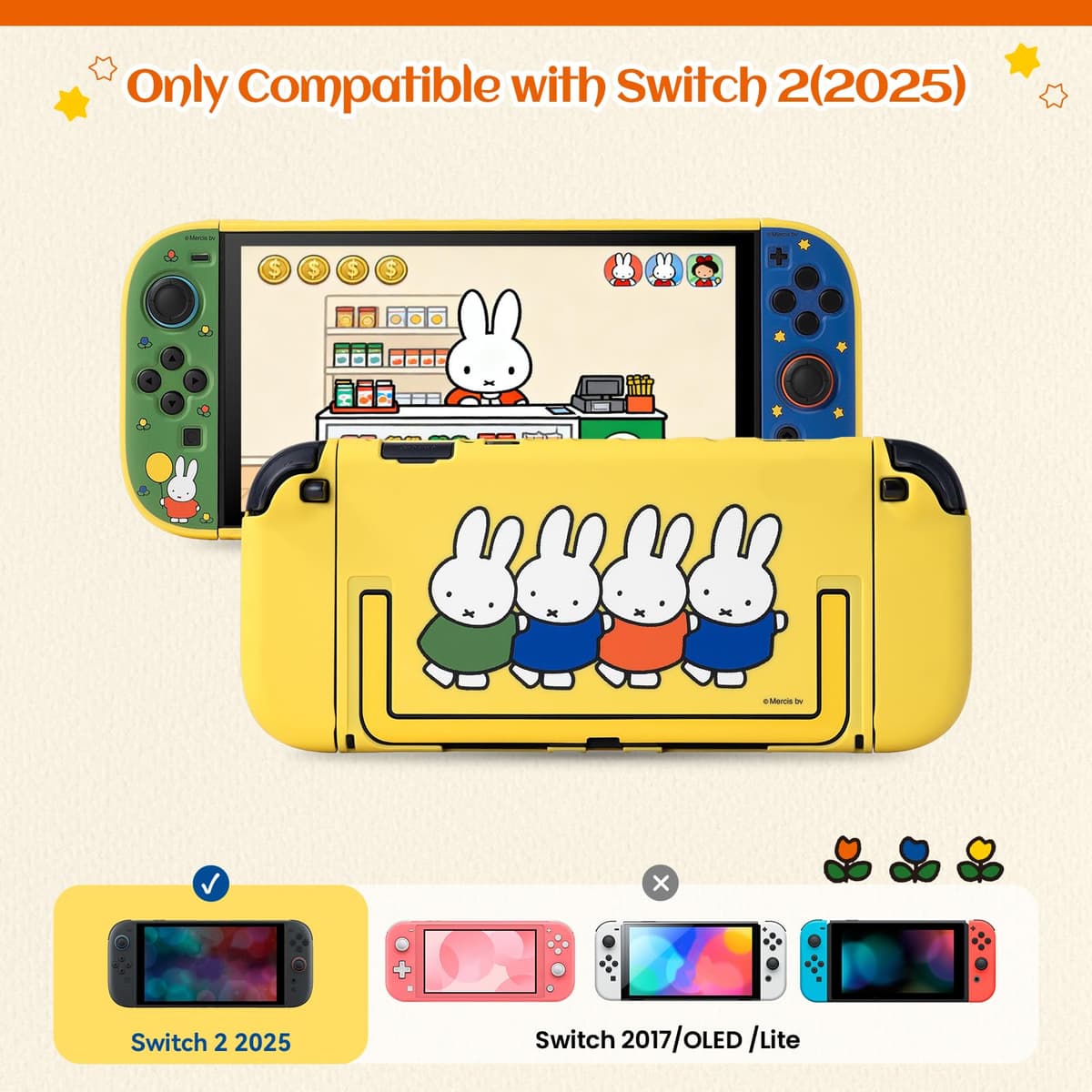 Kuitmor Protective Case Compatible with NS2, Detachable Hollow Shell Anti-Scratche and Shock-Absorption Dockable Hard Shell for Switch 2 Game Console - Vibrant Bunny — view 2