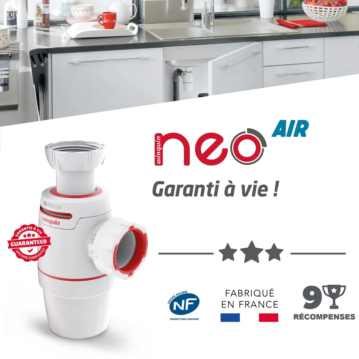 Wirquin D40 30722160 Neo Air - Sifón para lavabo, diámetro 40, color blanco — view 5