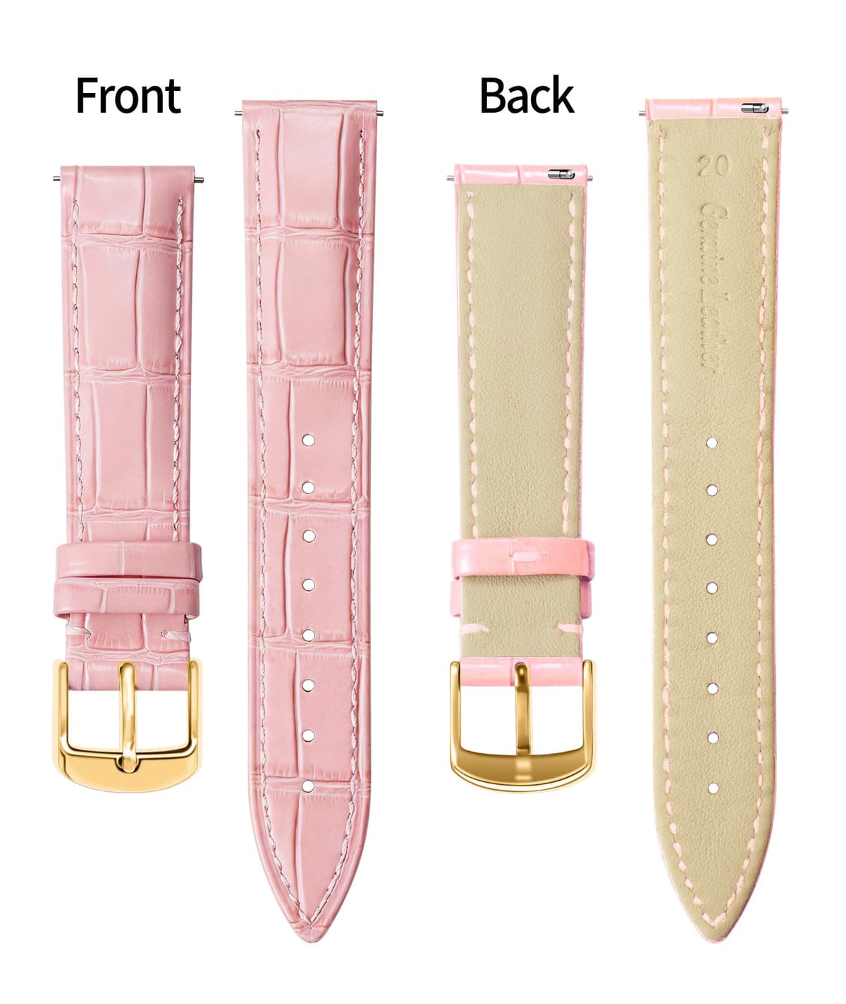 BINLUN Quick Release Leather Watch Straps Replacement Watch Bands Smart Watch Strap Crocodile Pattern in 10 Colors 13 Sizes with Silver/Gold/Rose-Gold Buckle for Men Women(10mm-24mm) — view 73