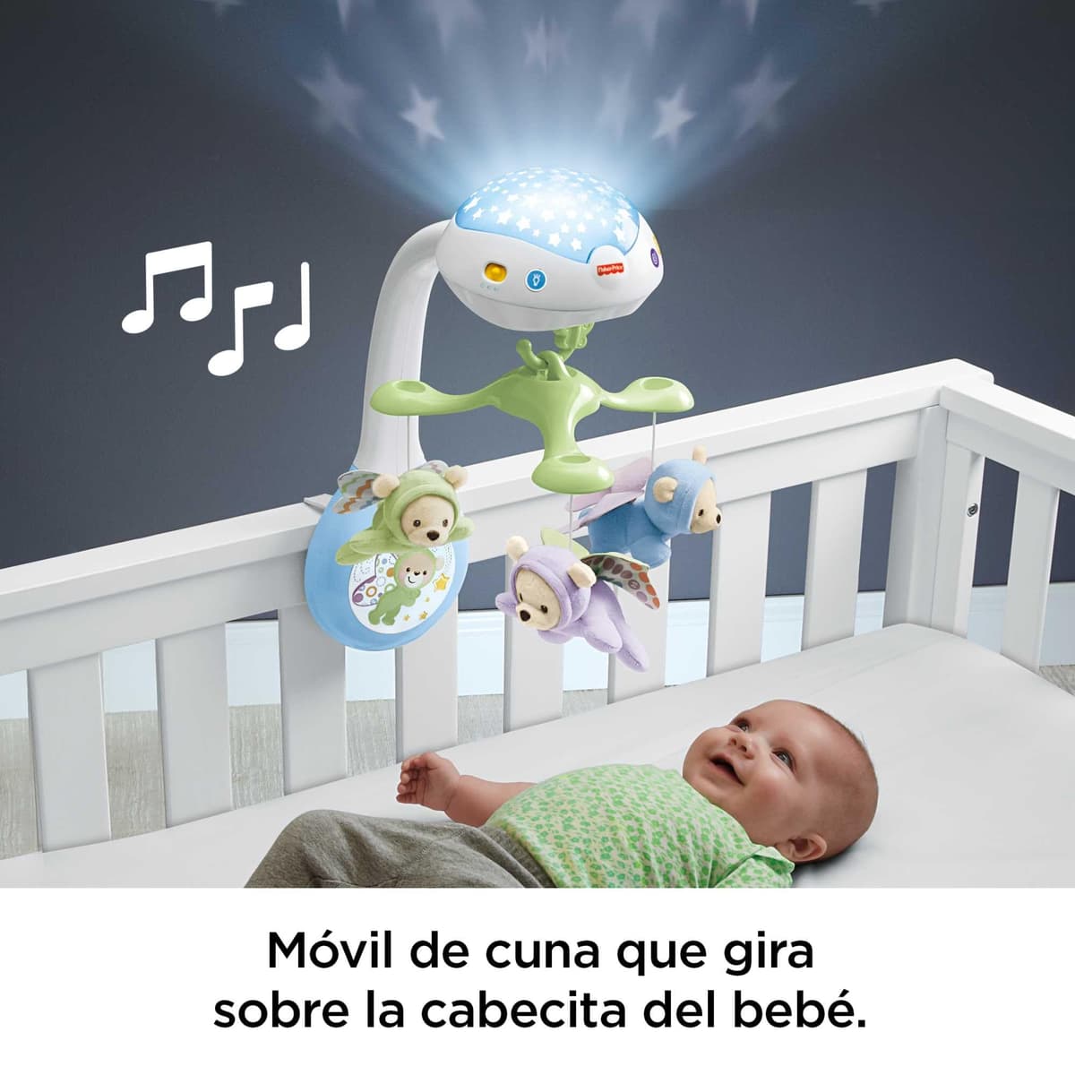 Fisher-Price Móvil Ositos Voladores - Producto para Bebés - 3 Opciones de Sonido - Con 3 Ositos - Control Remoto - Regalo para Bebés de 0+ Meses - CDN41 — view 3