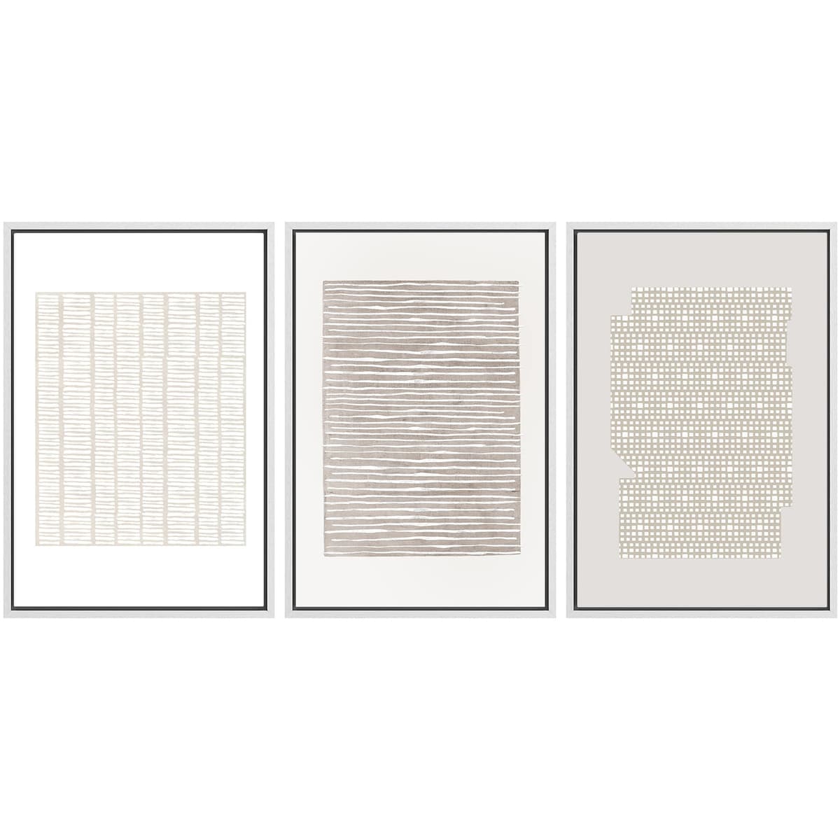 SIGNWIN Framed Canvas Print Wall Art Set Blue White Grunge Geometric Pattern Abstract Shapes Cozy Neutral Decorative Contemporary Minimal for Living Room, Bedroom, Office - 24"x36"x3 Natural — view 66