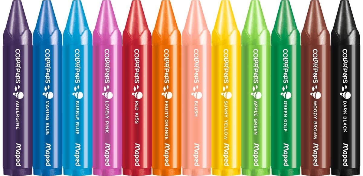 Maped Ceras de Colores Wax Jumbo, Set de 12 Crayones para Niños, Tacto Suave y Compacto con Funda de Papel para No Manchar, Colores Vibrantes y Resistentes — view 2