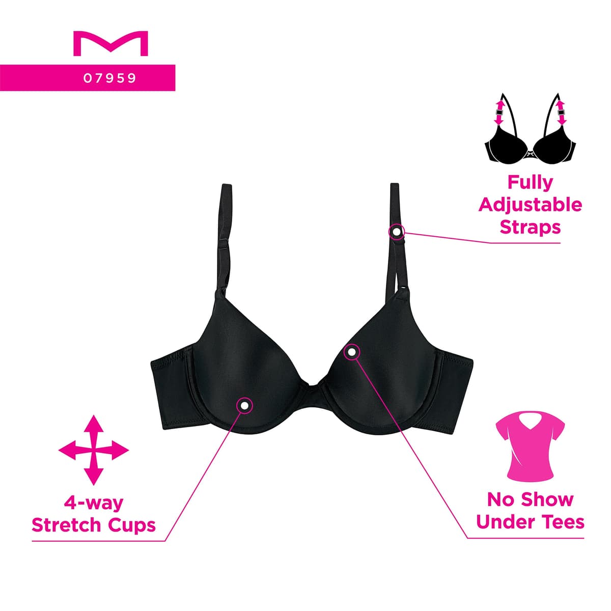 Maidenform Women's One Fab Fit Original Tailored Demi T-Shirt Bra '07959 — view 4