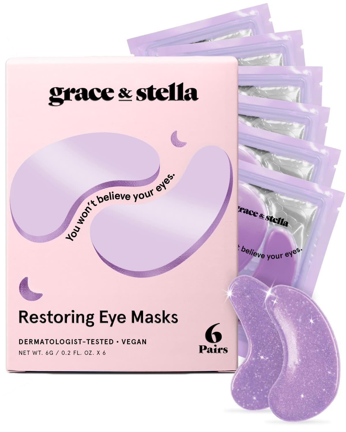 grace & stella Award Winning Under Eye Mask - Reduce Dark Circles, Puffy Eyes, Undereye Bags, Wrinkles - Under Eye Gel Patches, Vegan Cruelty-Free Self Care (4 Pairs, Gold) — view 15