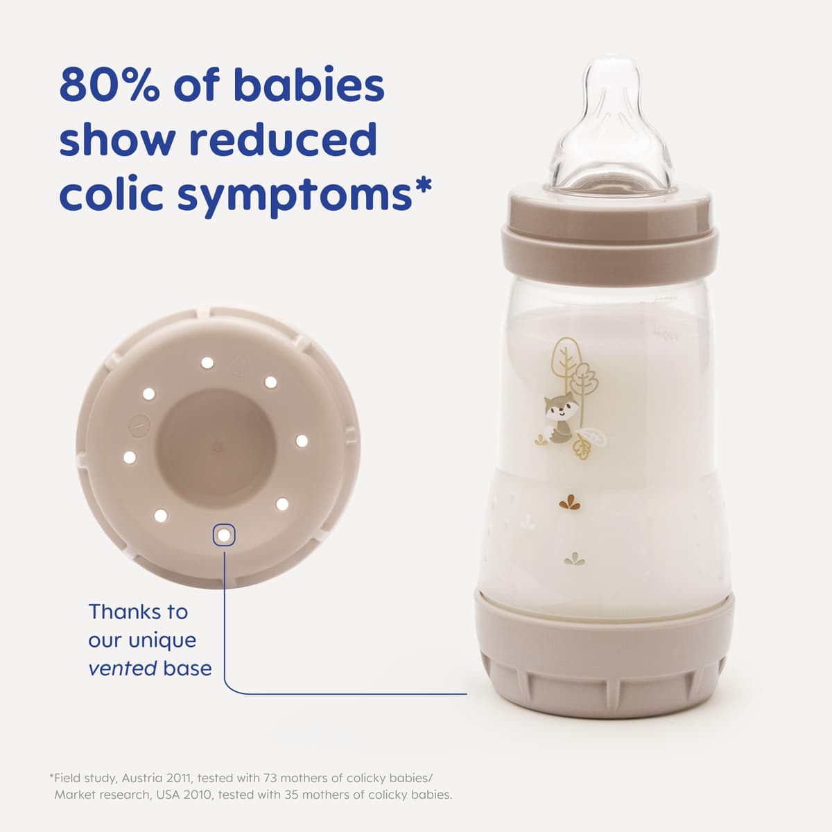 MAM Easy Start Anti-Colic Baby Bottles | 2 Pack (2 x 260ml) | Self-Sterilising Baby Milk Bottle | Medium Flow MAM Teat Size 2 | Newborn Essentials | Linen (Various Designs) — view 3