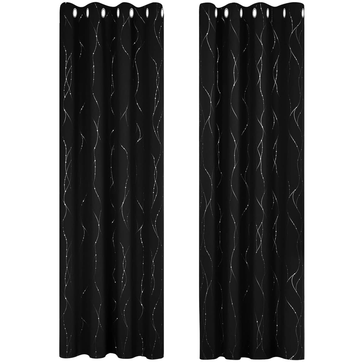 Deconovo Soft Dotted Line Foil Printed Blackout Curtains Thermal Insulated Curtains Eyelet Energy Efficiency Room Darkening Curtains for Bedroom 52 x 72 Inch Light Grey 2 Panels — view 24