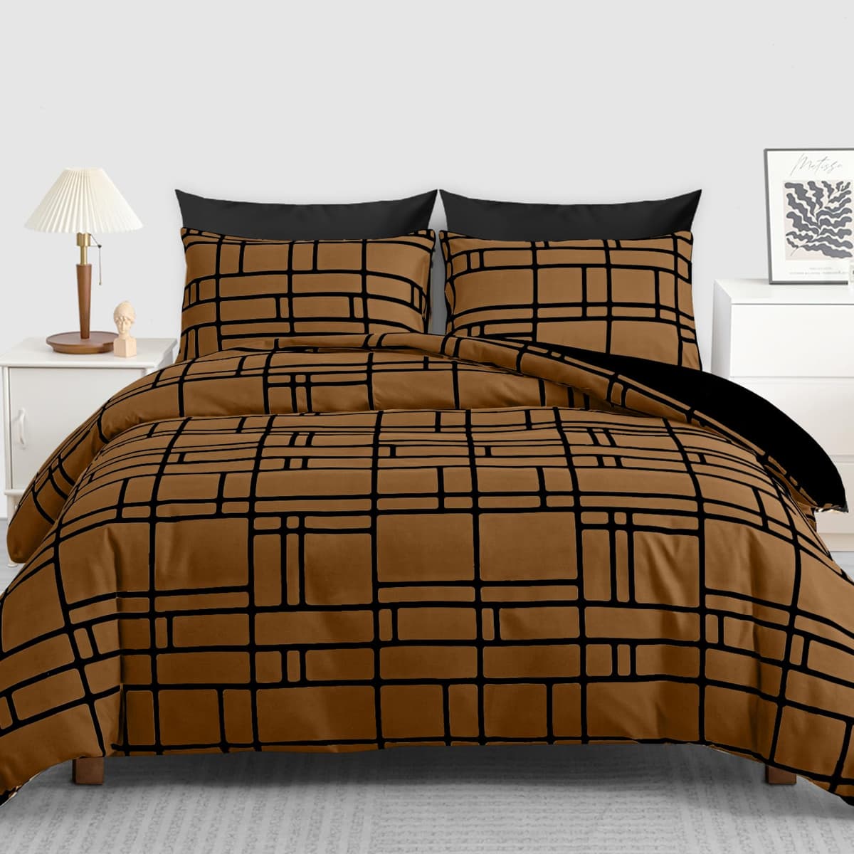 Pamposh 3 Pcs Single Duvet Cover Set with Matching Black Single Fitted Sheet 40 cm Extra Deep Pocket - UltraSoft Breathable Premium Microfibre Reversible Quilt Cover Bedding Set For All Seasons — view 47