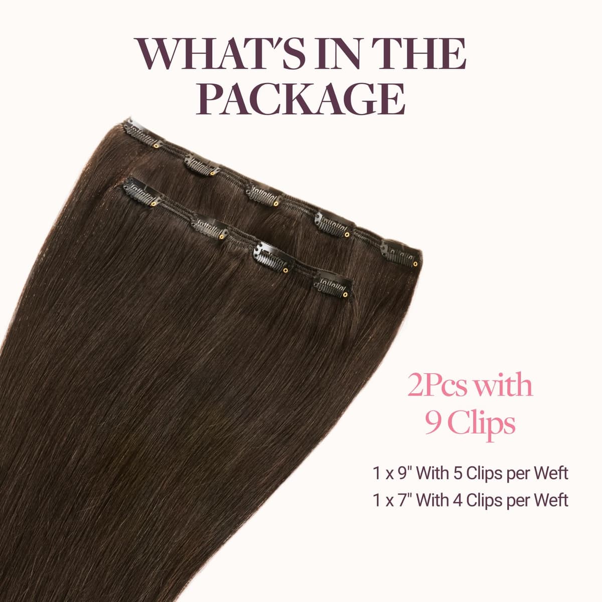 GOO GOO Clip in Hair Extensions Human Hair, 18inch 150g 9Pcs, #2 Dark Brown, Hair extensions for women, Human Hair Extensions Clip in — view 148