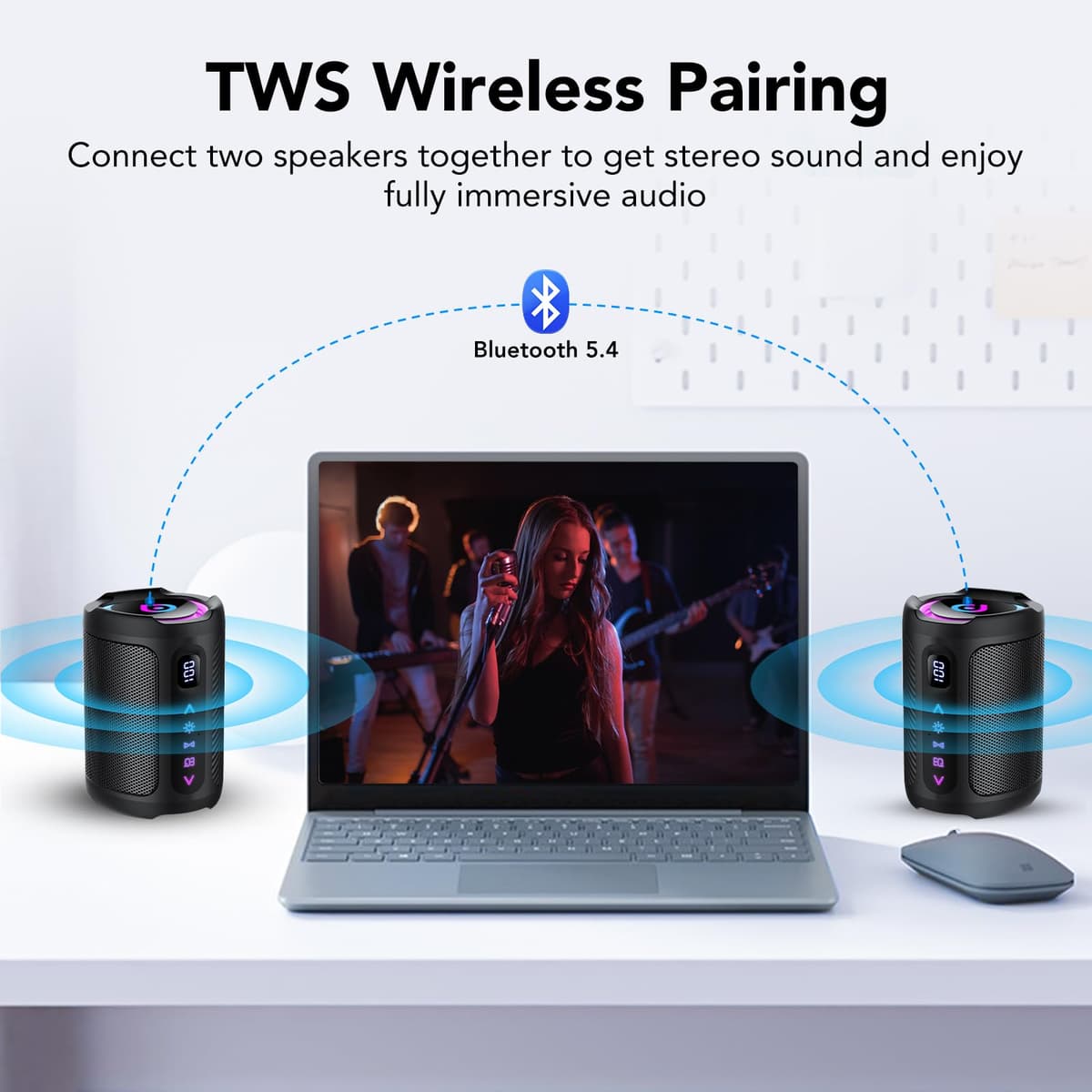 aowoka Bluetooth Speaker, 2026 Portable Wireless Speakers With Led Light, Bluetooth 5.4, 15H Playtime, Enhanced Bass, IPX7 Waterproof, Outdoor Speaker for Travel, Sport, Party, Biking. — view 5