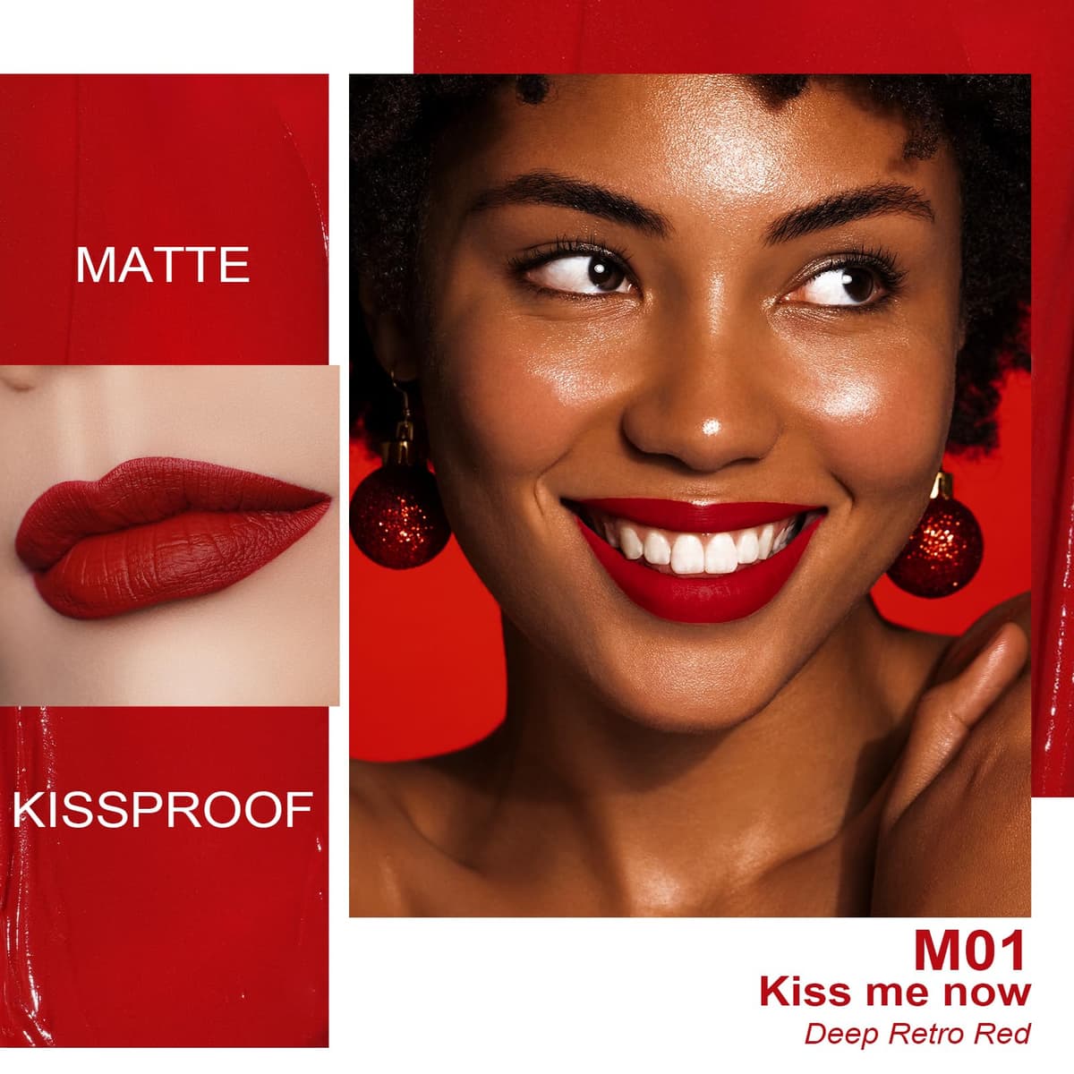 Oulac Red Lipstick for Women, Matte Liquid Lipstick Long Lasting Red High Impact Creamy Matte Lip Gloss, Rich Colour Formula with Vitamin E & Rose Oil, Waterproof, Vegan M01 — view 2