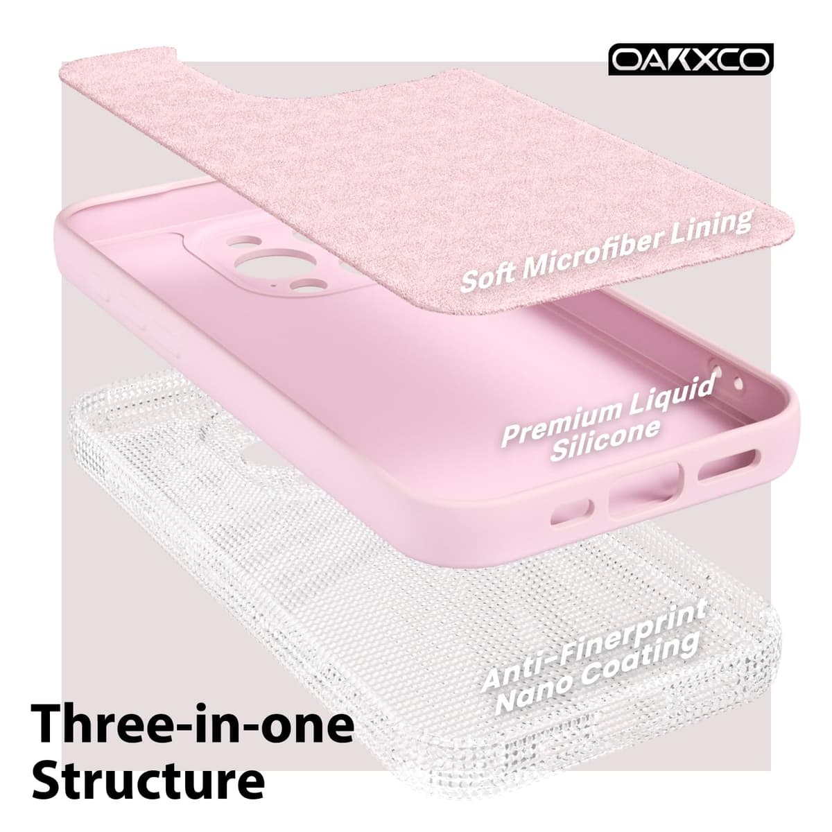oakxco for iPhone 17 Pro Max Phone Case Liquid Silicone, Cute Thin Slim Grip Soft Rubber Gel for Women Men, Smooth Matte TPU Plain Solid Color Girly Simple Case with Camera Cover, Light Pink — view 1212