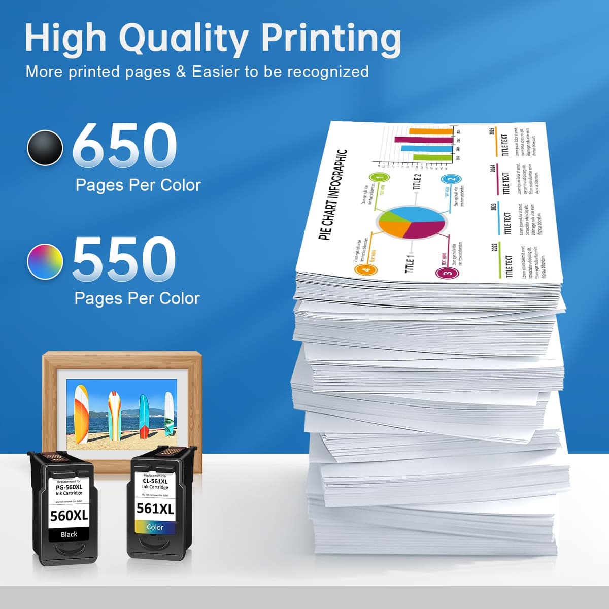 ColoWorld PG-560XL + CL-561XL Multipack, Cartucho de Tinta de Alto Rendimiento Canon 560 561, para Canon Pixma TS5350 TS5351 TS5352 TS7450 TS7451 TS5350a — view 3
