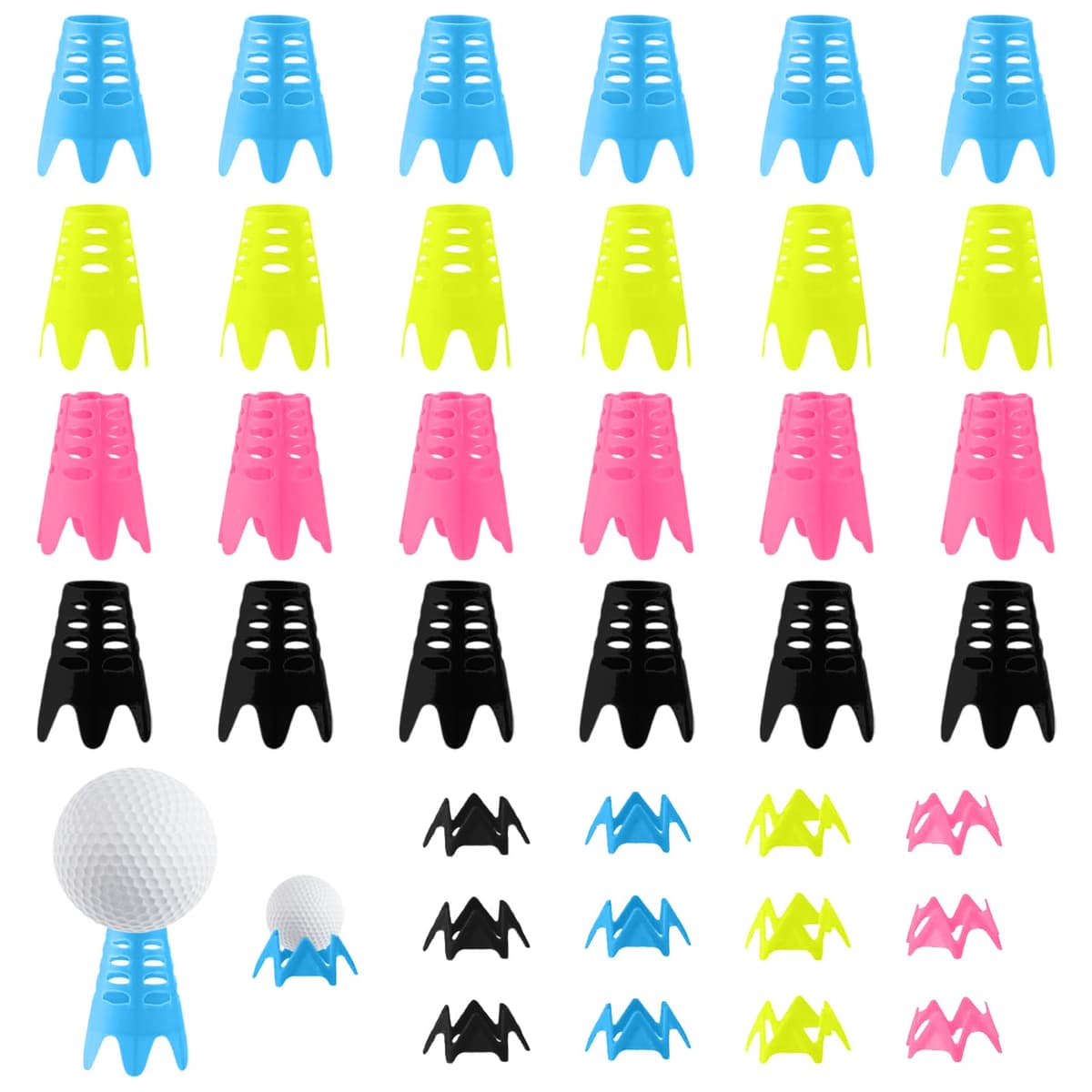 Rusokufo 36 Piezas Tees De Golf Reutilizables De Plástico para Simulador, Tees para Alfombrilla De Interior, Accesorios para Césped De Práctica Y Campo De Tiro