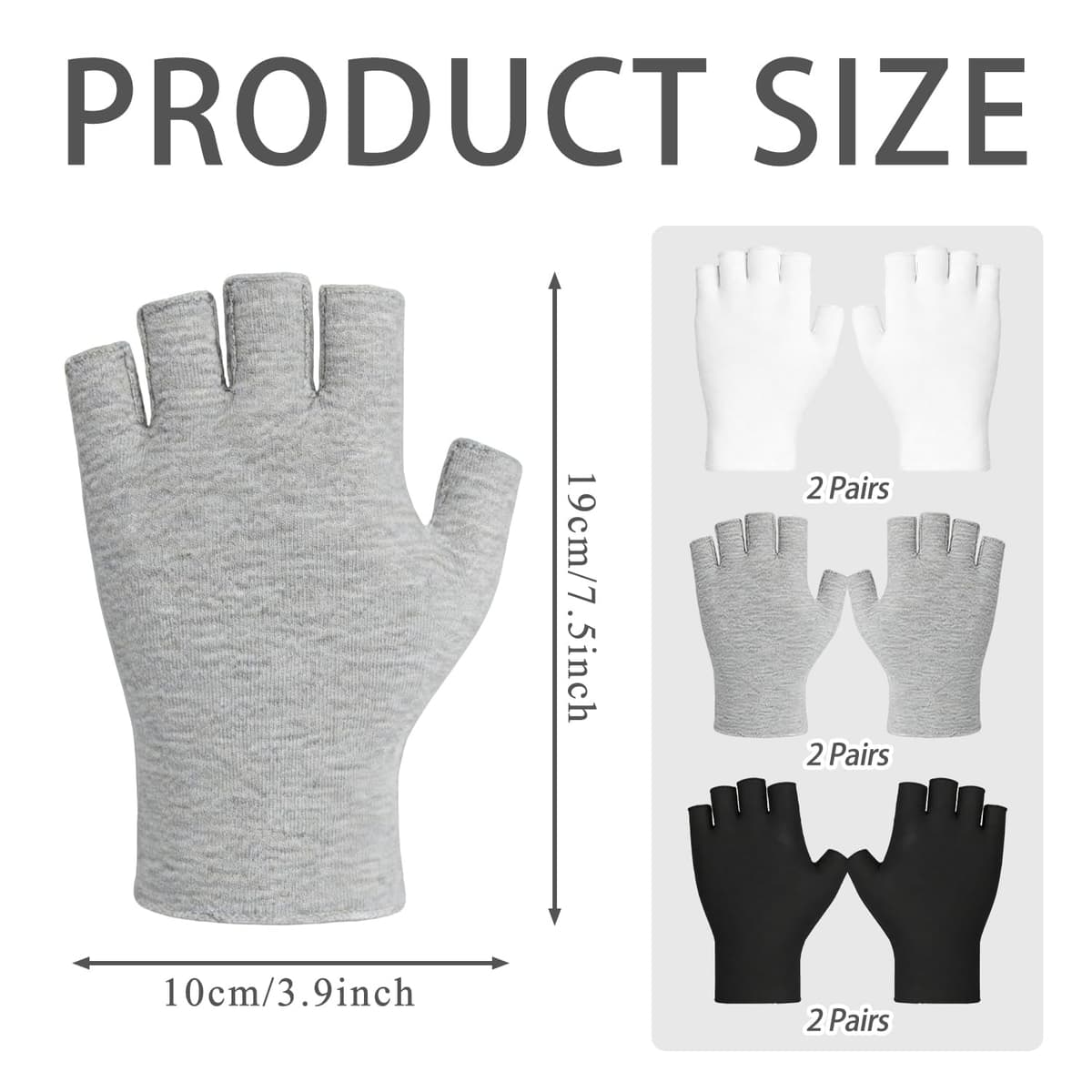 6 Pares Guantes de Algodon, Guantes Hidratantes sin Dedos, Guantes Finos de Algodón, para Manos Secas, SPA, Protección UV, para Inspección de Joyas, Manipulación de Monedas, Talla Única — view 2
