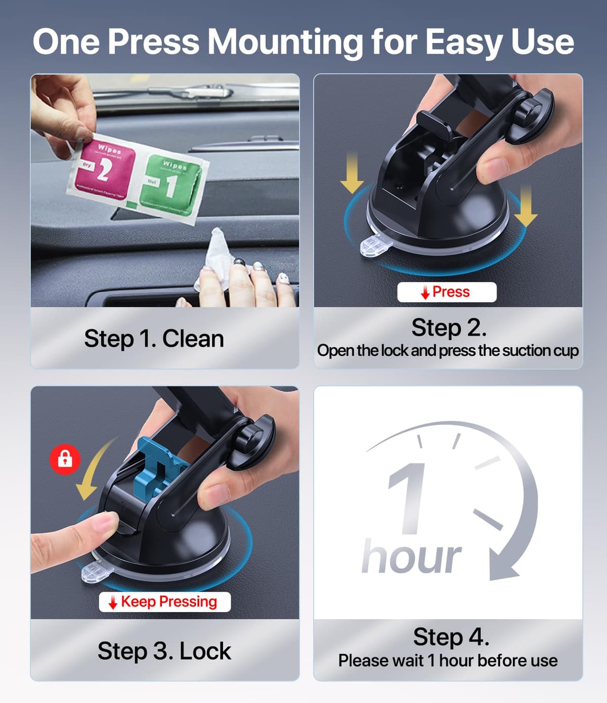 Miracase Car Phone Holder for Cars Air Vent Dashboard Windscreen Desk, 4in 1 Mobile Phone Mount Automobile Cradle 360° Rotatable Stand Vehicle Mount for iPhone 17 16 15 Pro Plus Max 14 13 12 11Samsung — view 5