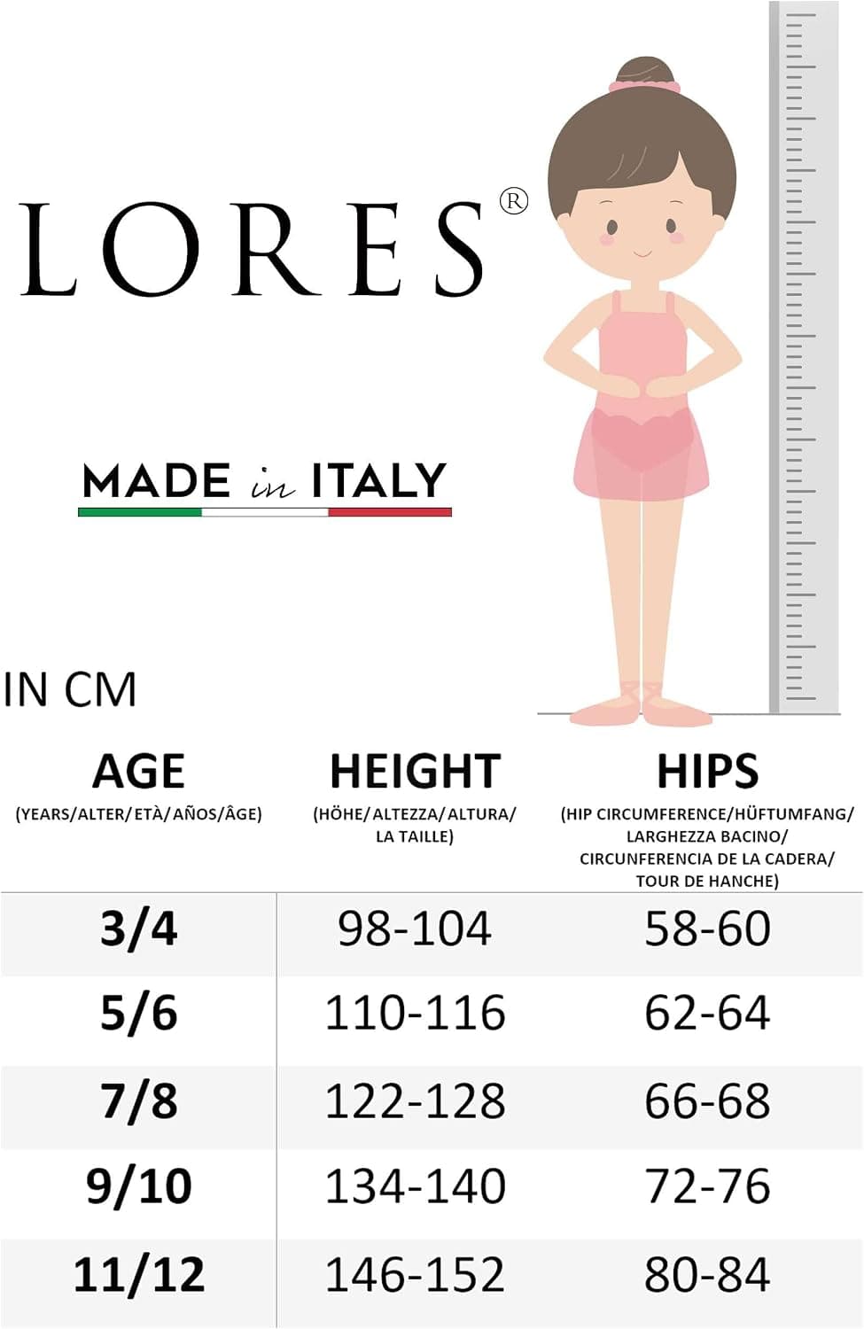 LORES Plain Tights for Children, Ballet, Dance, School, 40 Denier, Opaque Made in Italy — view 2