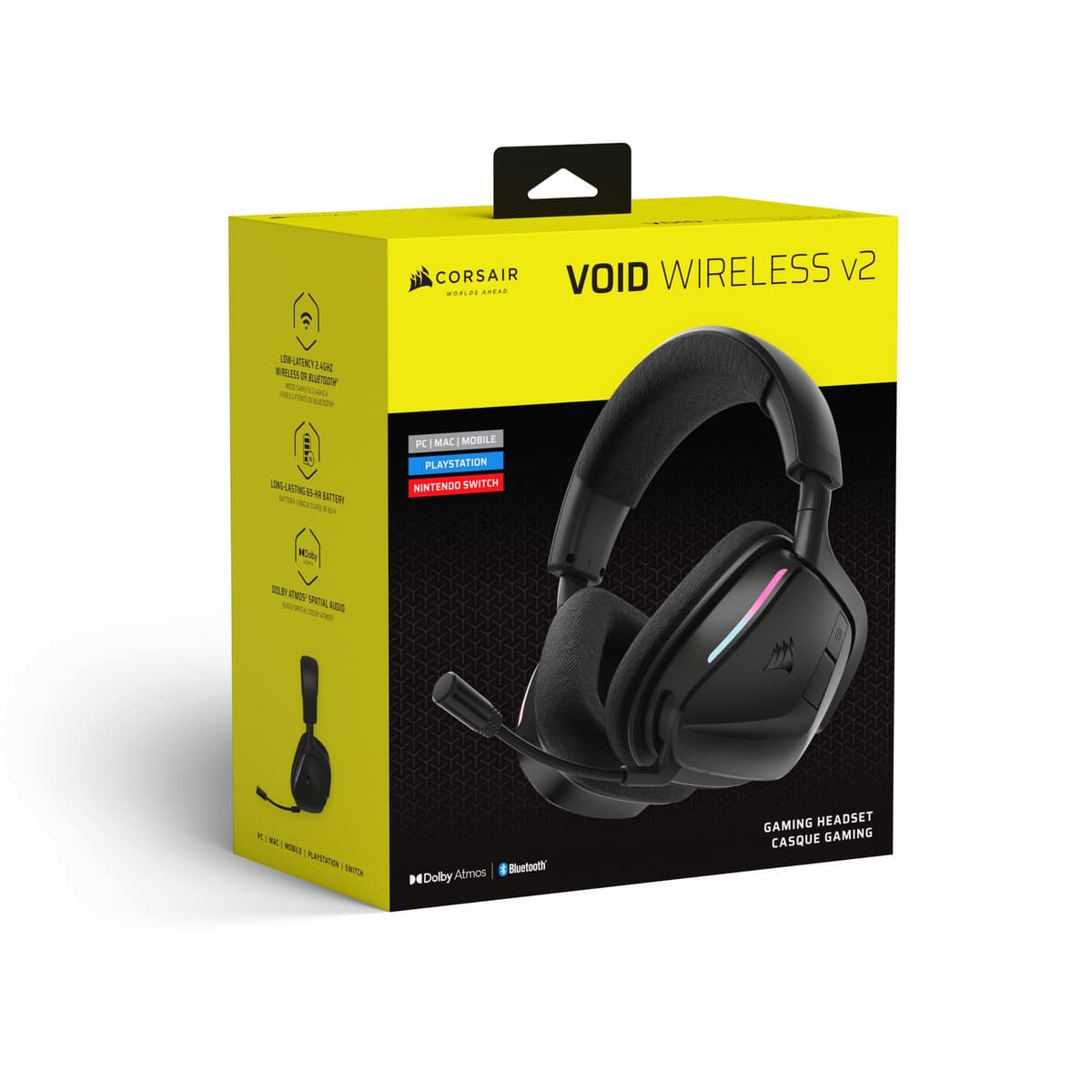 Corsair VOID v2 Wireless Gaming Headset with Bluetooth for PC, PS5, PS4, Switch, Mobile – Dolby Atmos, 70 Hr Battery, Dual Wireless, Lightweight, Fast Charging – Carbon — view 9