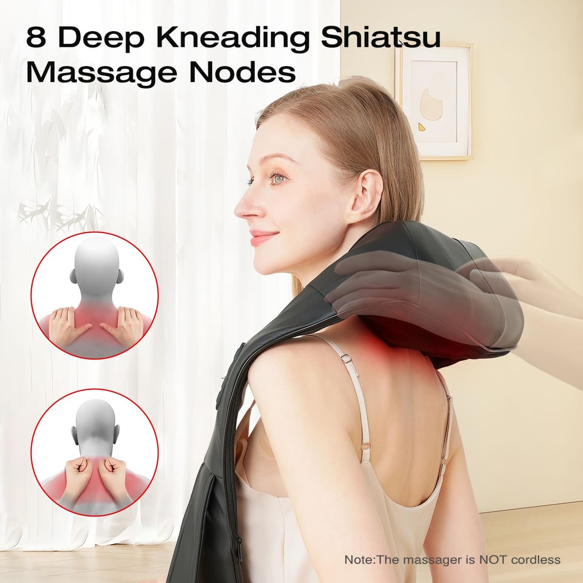 AERLANG Masajeador Cervical y Espalda con Calor Relajante,Amasajeador de Cuello, Hombros y Espalda para Dolor y Relajación, Regalo para Mujeres, Hombres, Mamá y Papá（No es inalámbrico） — view 4