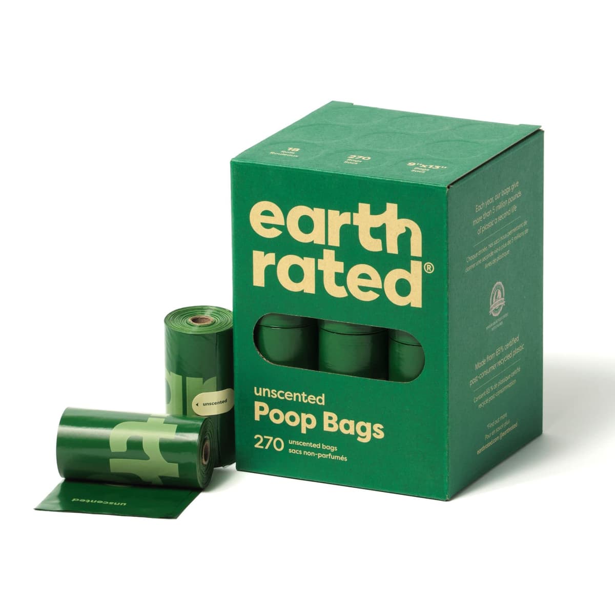 Earth Rated Dog Poop Bags Leakproof Extra Thick Pet Poop Bags Suitable for Any Size Dogs Refill Rolls Unscented 270 Count