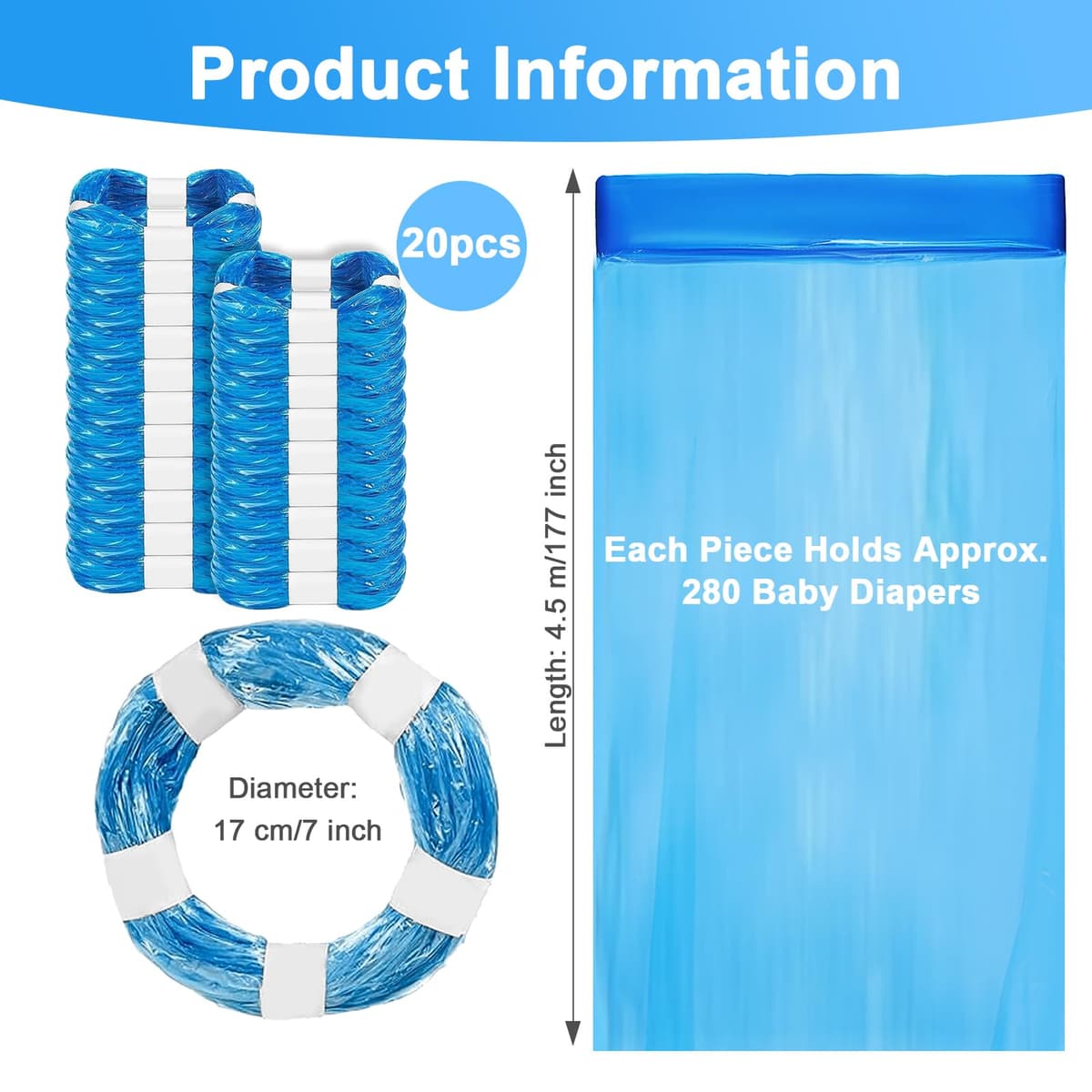 KALBIGRO 20 Piezas Recambios para Contenedor de Pañales, Compatibles con Tommee Tippee y Angelcare, Bolsas de Papelera para Bebé con Aroma a Limón, Casete para Twist & Click, Litter Locker II — view 2