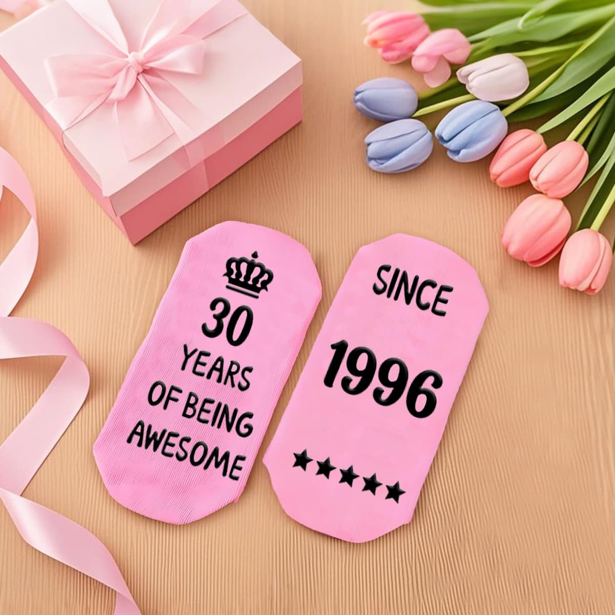 Funny 30th Birthday Gifts for Women – Retro Water-Resistant Makeup Bag, Personalized Socks & Inspirational Keychain, Cute 30th Birthday Gift Set for Bestie, Sister, Friend(1996) — view 4