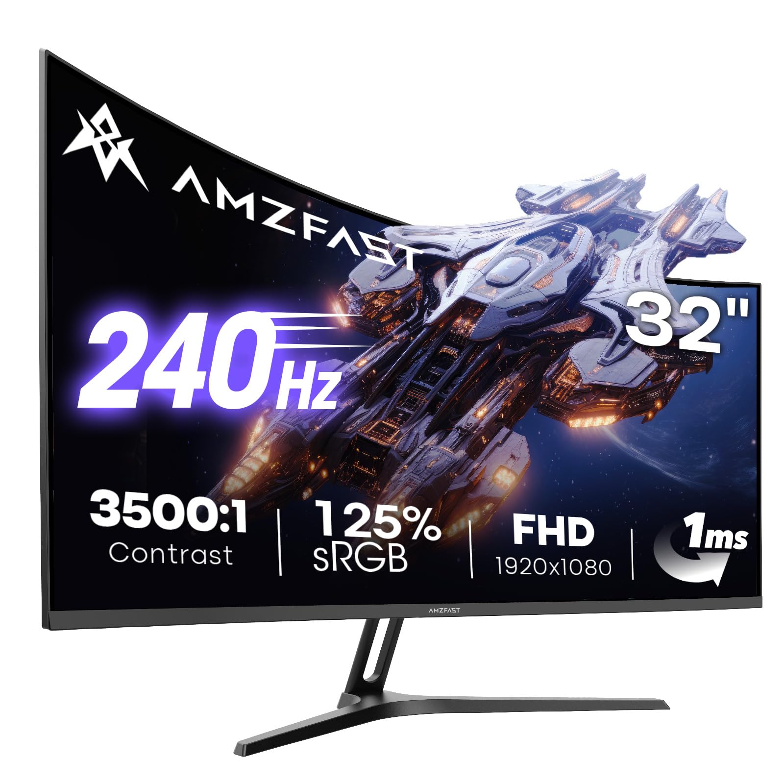 Amzfast 34 Inch Curved Gaming Monitor, 3440x1440p UWQHD, 240Hz, 1ms MPRT, 1500R Curved Screen, Adaptive Sync, HDR, 3000:1 Contrast, 130% sRGB, HDMI2.1&DP1.4, VESA 75x75mm, PIP/PBP, AMZG34C5Q Pro — view 15
