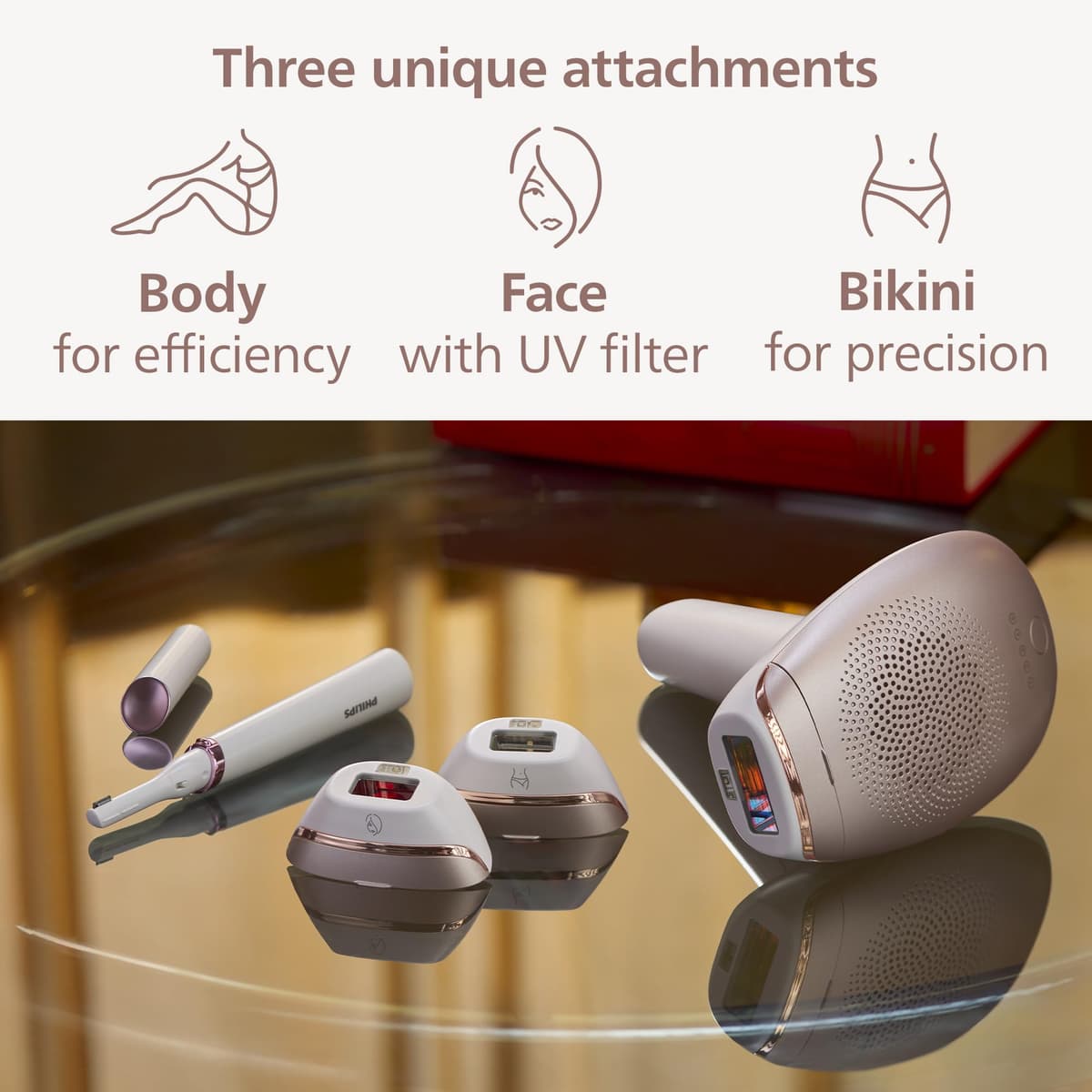 Philips Lumea 7000 Series, IPL Hair Removal Device, Laser Hair Removal Alternative, with Satin Compact Pen Trimmer, 3 Attachments for Body, Face and Bikini, Model BRI923/00 — view 5
