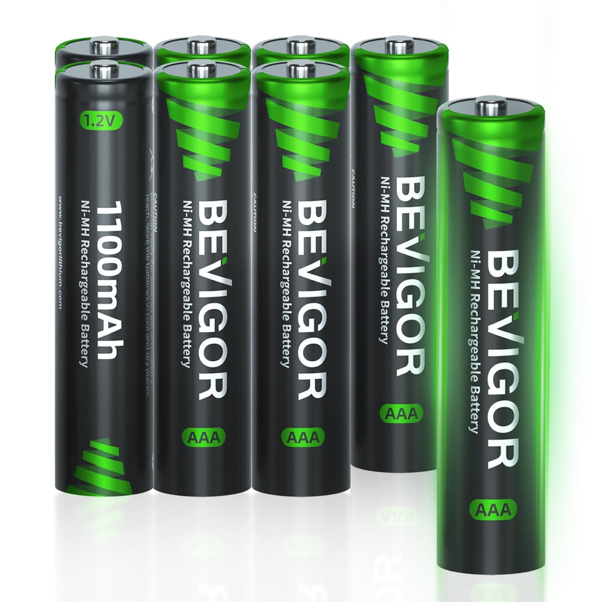 BEVIGOR AAA Rechargeable Batteries 8 Pack - 1100mAh 1500 Cycles High Capacity NiMH Rechargeable Battery AAA, 1.2V Low Self Discharge