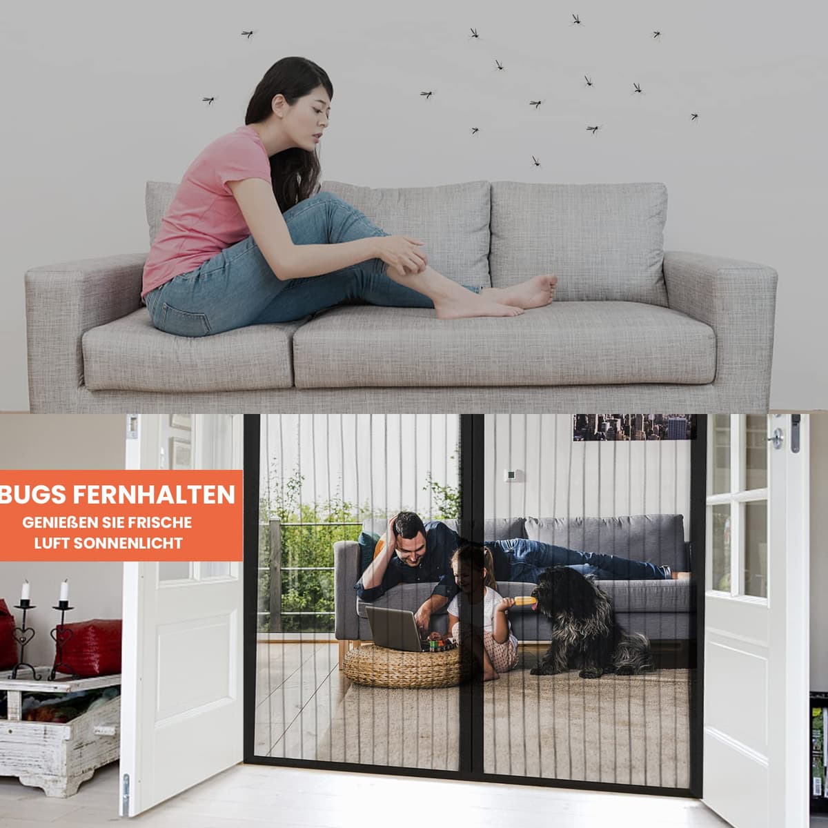 DIKER Mosquitera Puerta Magnetica mosquiteras para puertas 90x210cm cortina mosquitera puerta exterior Cierre Automático para dormitorio balcón sala de estar puerta de patio, Negro — view 3