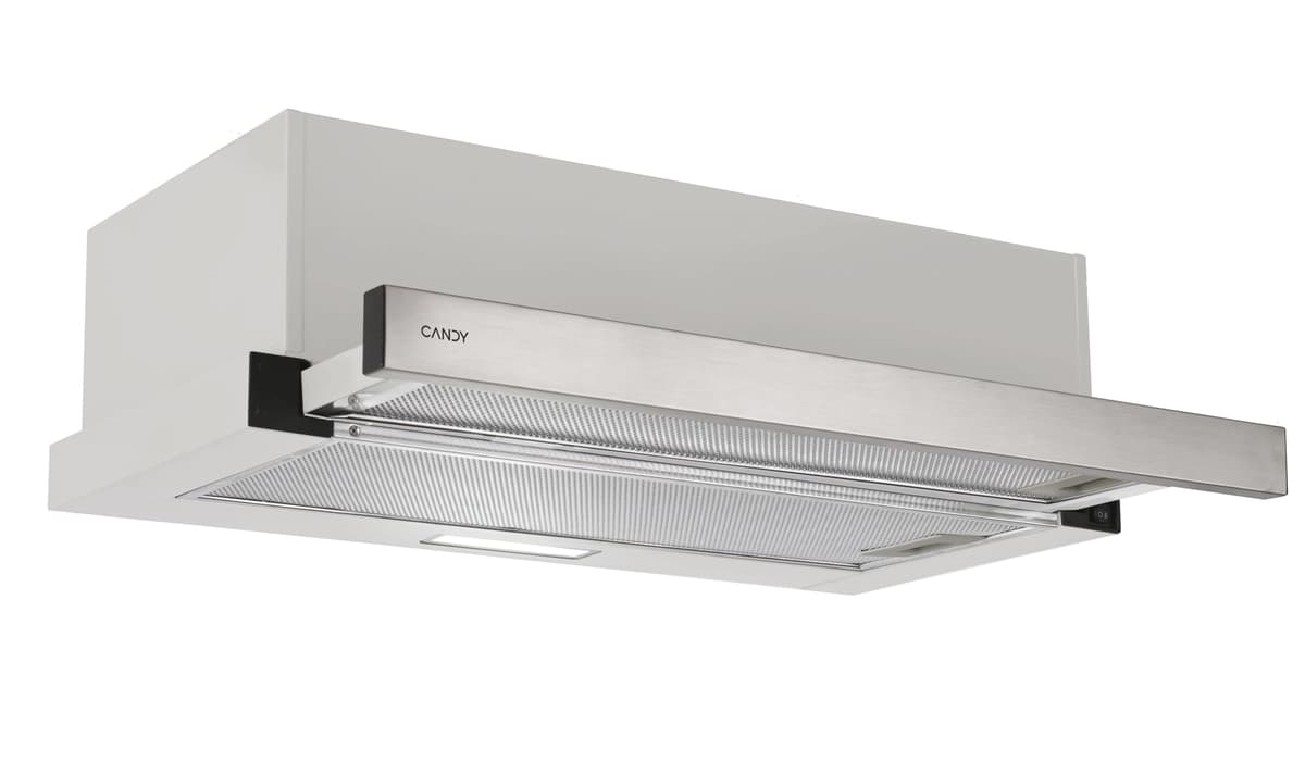 Candy CBT6130/3X, Campana Telescópica 60 CM, 2 Niveles de Potencia, 125W, 264M3/H, Filtros de Carbono, Panel Aluminio Antigrasa, Iluminación LED, 53/60DB, Acero Inoxidable
