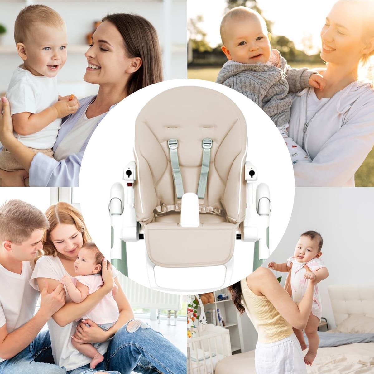 High Chair Cushion, Foldable Highchair Insert, Child Feeding Seat Cushion Cover, Travel High Chair Seat, Washable Non Slip Dining Seats Pad, for Daughter, Grandchild, Son — view 5