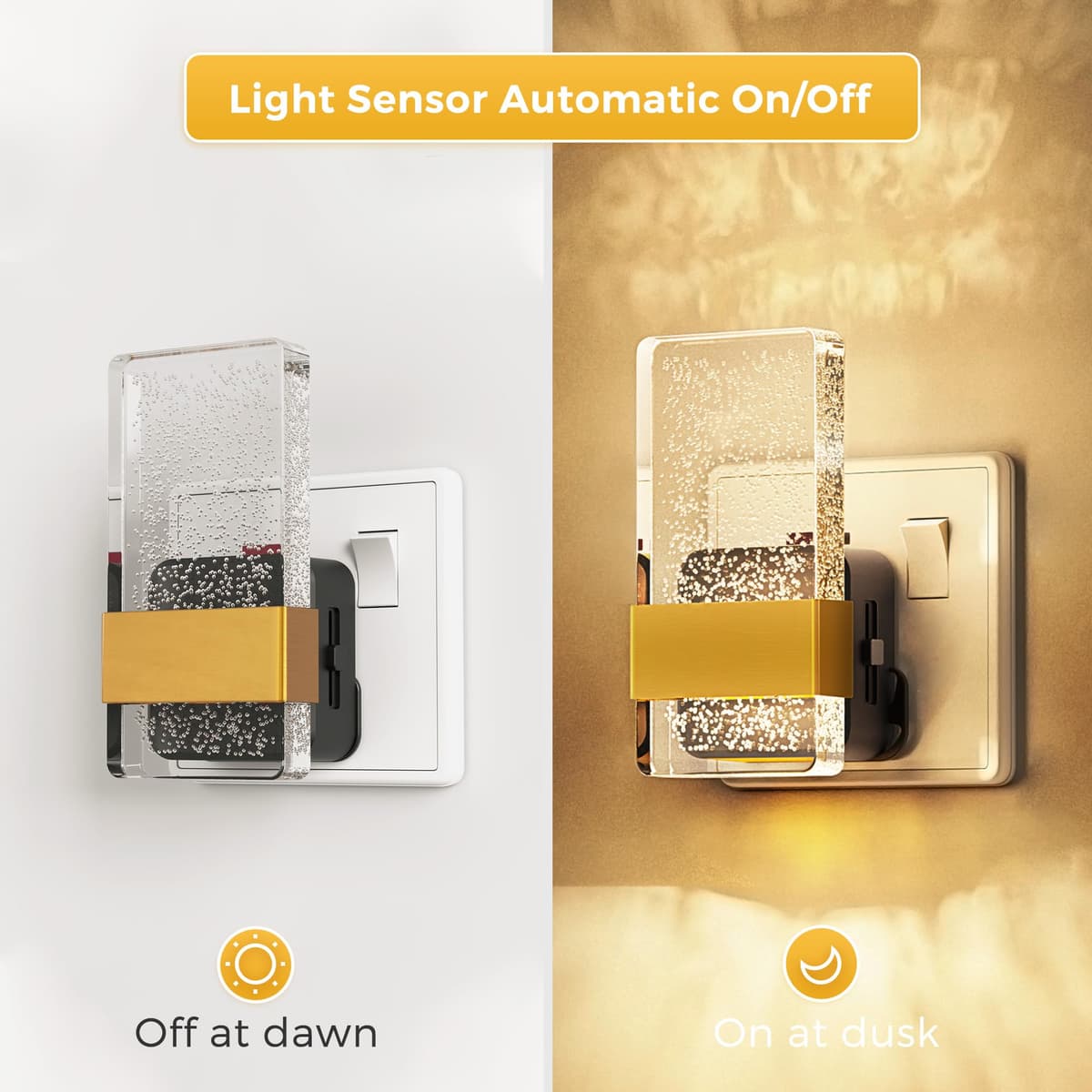 LOHAS-LED Night Light Plug in Wall, Night Light with Dusk-to-Dawn Sensor, 0-100LM Dimmable, Warm White 3000K, Modern Nightlight Plug in Wall for Hallway, Bathroom, Stairway — view 3