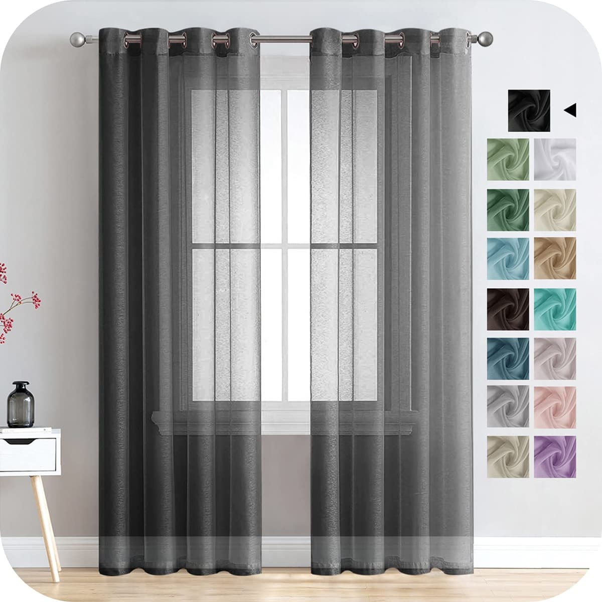 MRTREES Cortina para Ventana Dormitorio Translúcidas Visillos Paneles para Ventanas Sala para Niños Sala Comedor 2 Piezas 140×245cm Blanco — view 38