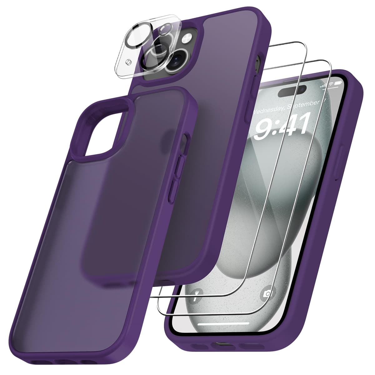 FLLAO 4 en 1 Funda para iPhone 15 con 2 Protector Pantalla y 1 Protector Lente Cámara, [Almohadilla de Aire integrada] Antigolpes Antiarañazos Carcasa 6,1 Pulgadas, Transparente — view 117