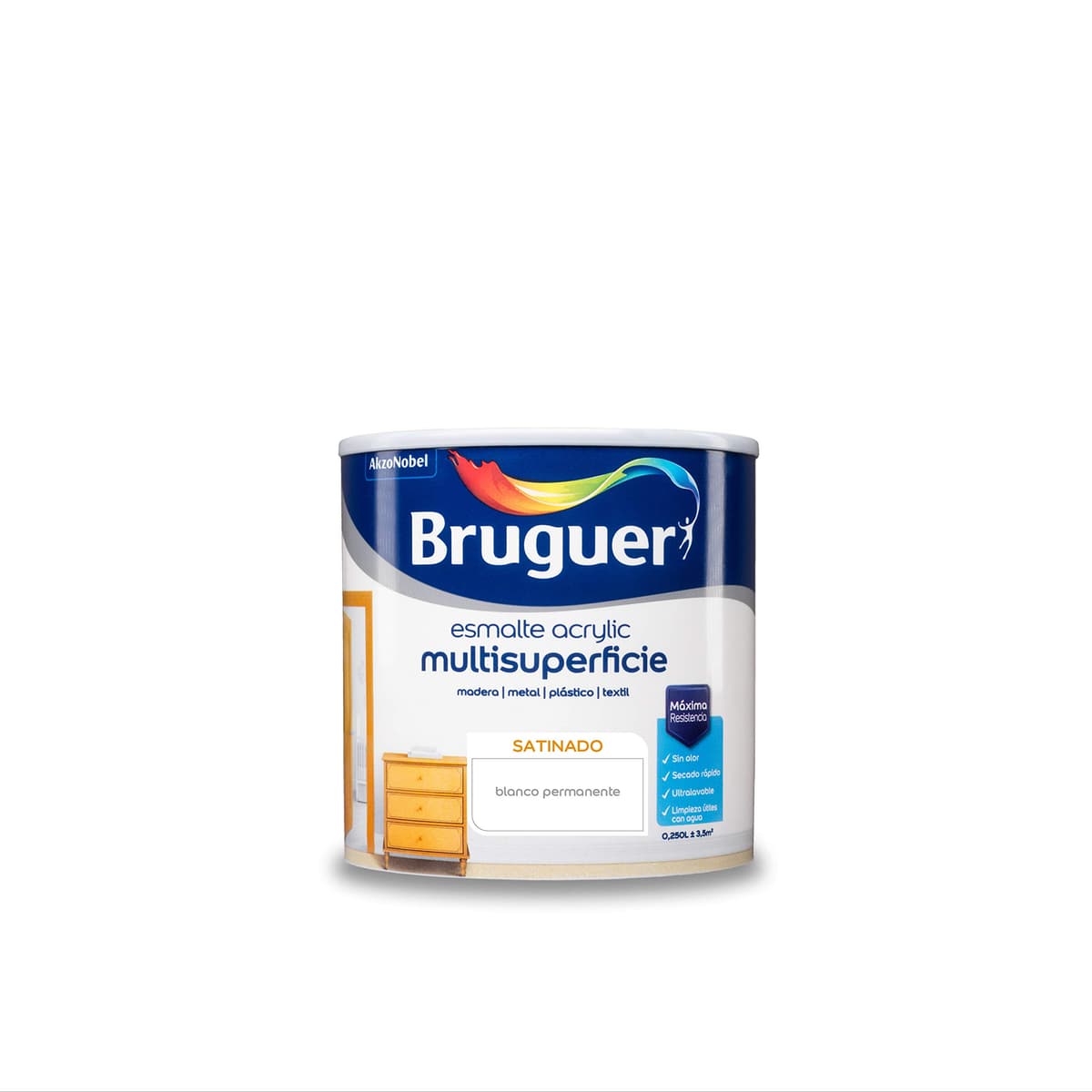 Bruguer Acrylic Multisuperficie Esmalte al agua Satinado - Pintura 750 mL, Blanco Permanente — view 16