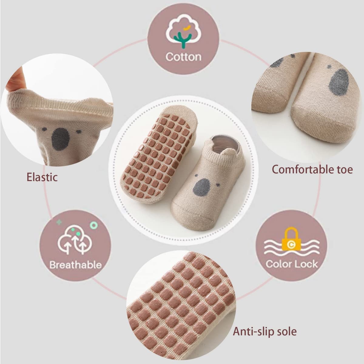 YANWANG Bebé Antideslizante Tobillo Calcetines De Dibujos Animados Lindo Agarre Calcetines Para Bebés Niños Niños Niñas Multicolores 6 Par — view 3