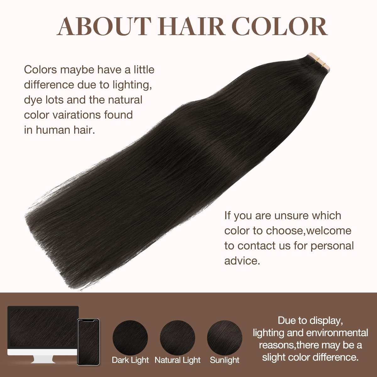 GOO GOO Tape in Hair Extensions human hair, tape Hair Extensions, 16inch 50g 20pcs, Human Hair Extensions, 2 Dark Brown — view 6
