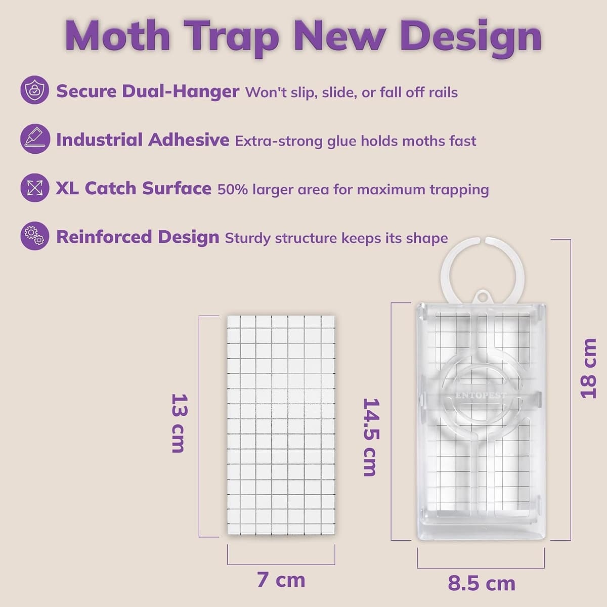 Entopest Monitoring Moth Traps | 10 Refill Pads & 5 Reusable Hangers | Clothes Moth Detection | Sticky Monitoring Pads for Wa