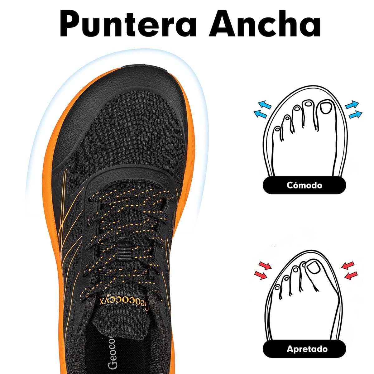 Geococcyx Zapatillas Running Hombre Puntera Ancha Zapatos de Deportivas Transpirables para Correr 39-46 EU — view 3