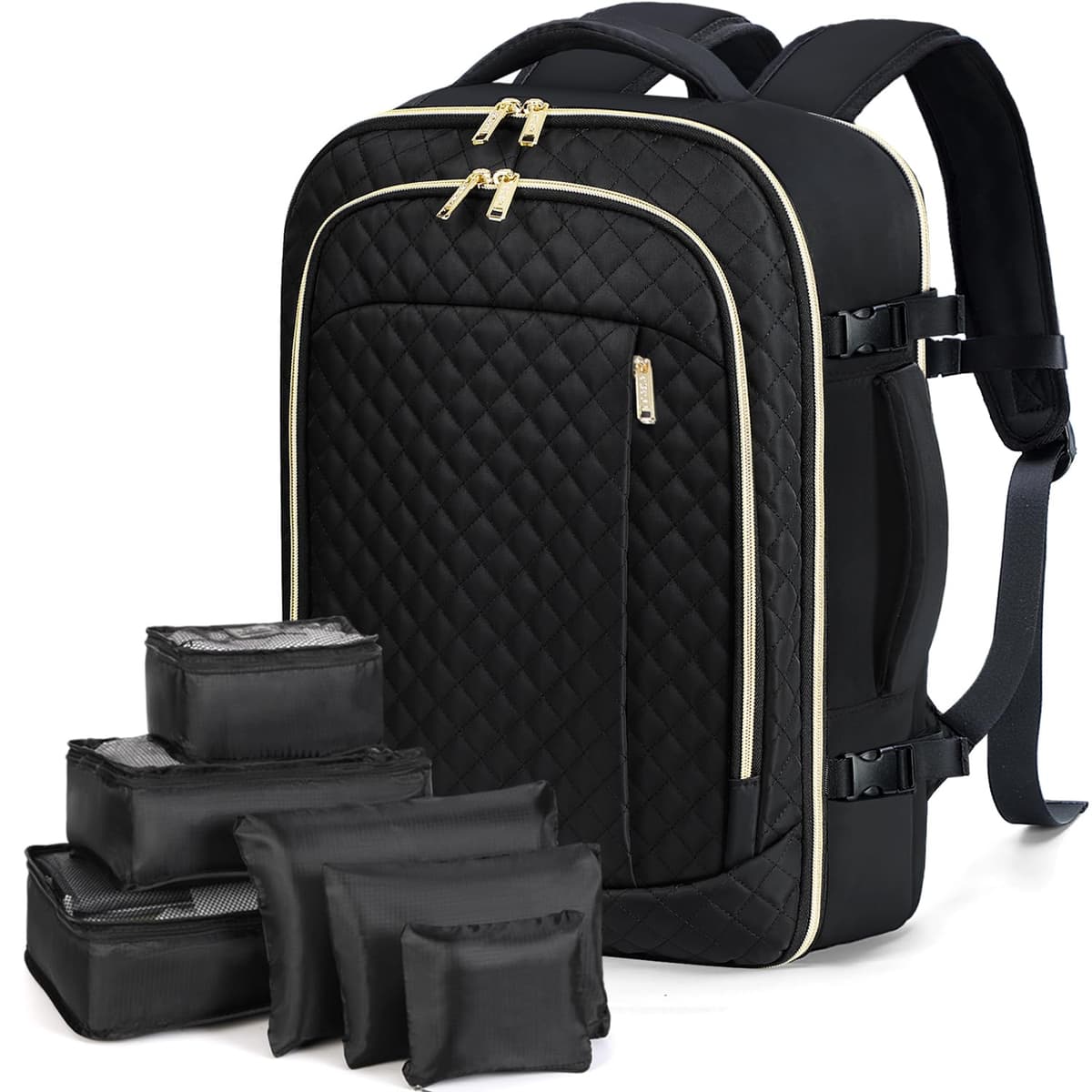 Lekespring Mochila de Viaje para Cabina de Avión 40x20x25 (20L), con Compartimento Húmedo y 6 Bolsas Organizadoras - Negocios y Escuela - Negro — view 15