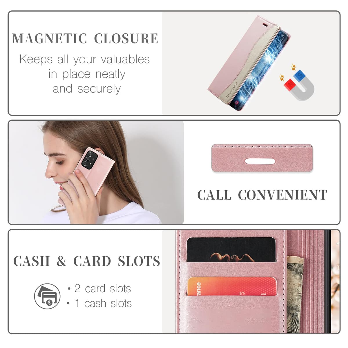 Casecond Funda para Samsung Galaxy A53 5G Cuero Premium Flip Folio Carcasa Case con Tarjetero Fundas Tapa Libro Magnético con Bloqueo RFID Proteccion para Mujeres Hombres - Azul Verde — view 2