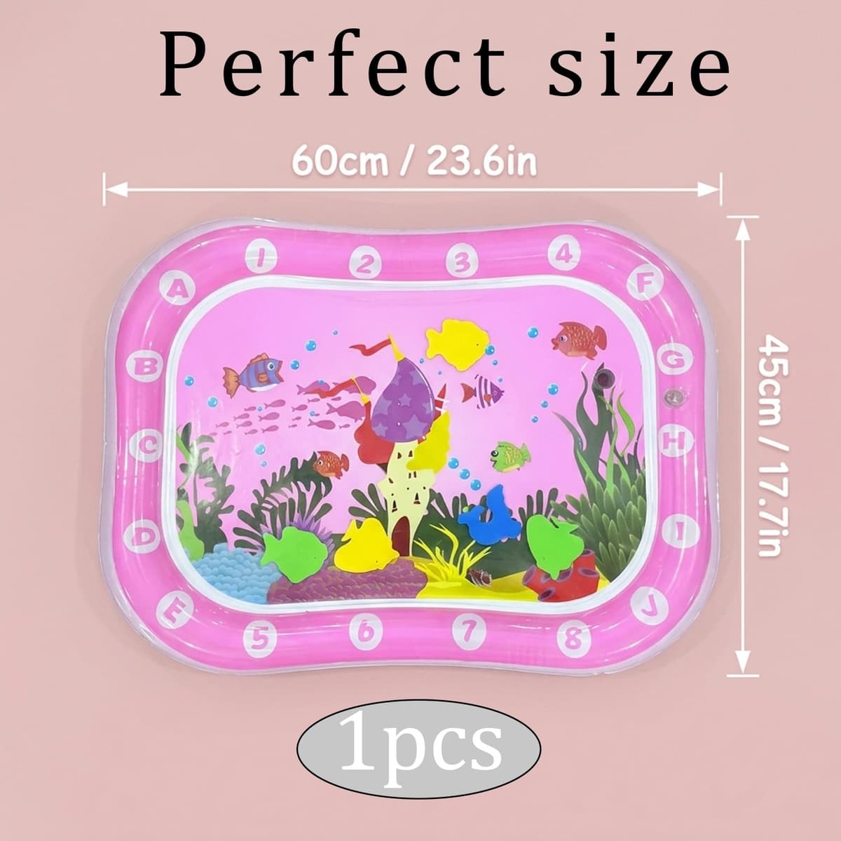 Baby Water Mat, Tummy Time Water Mat for Babies, Infant Developmental Activity Centre, Sensory Water Play Mat, Portable Travel Toy for Newborns to Three Years, 60 x 45 cm — view 2