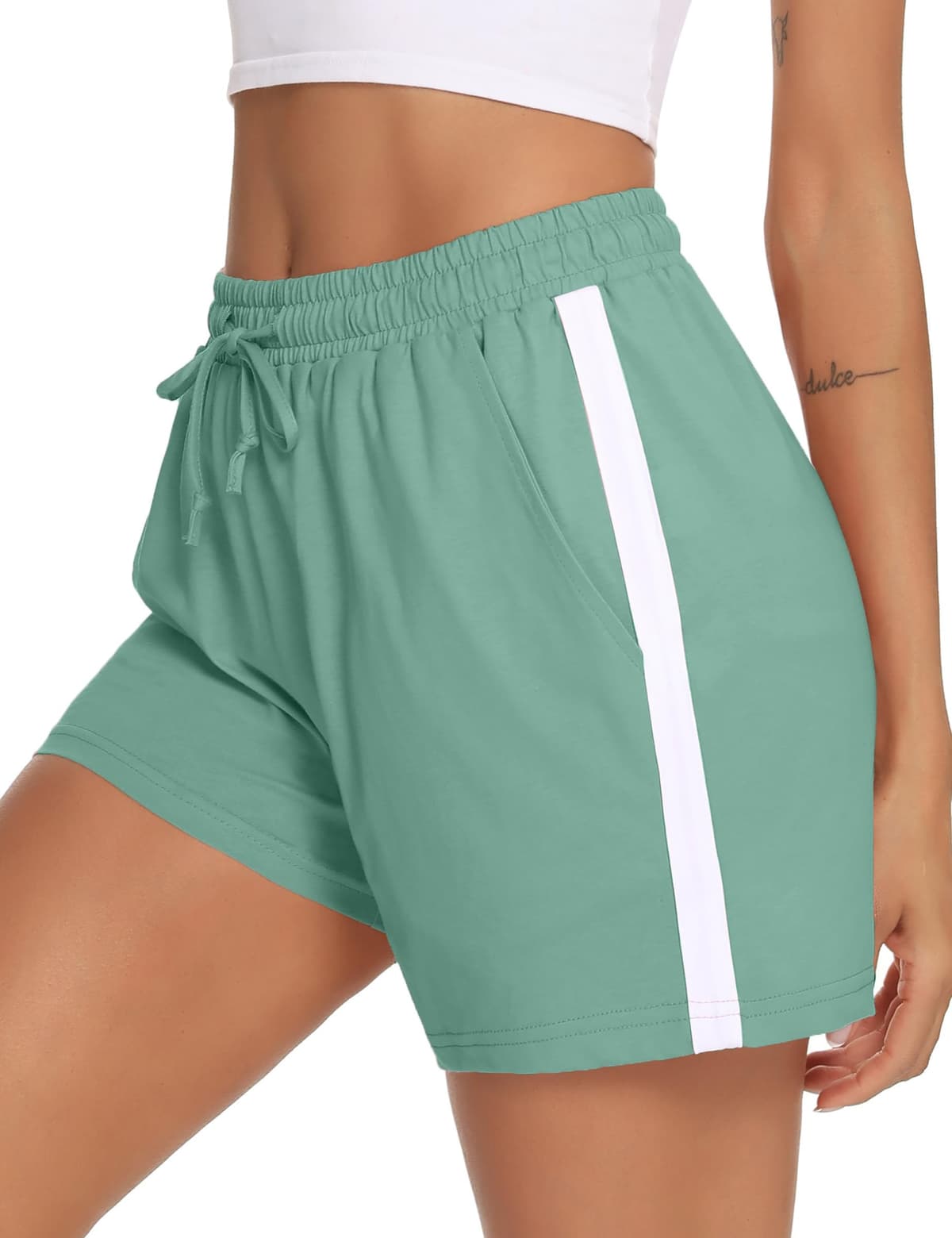 Litherday Shorts Mujer Verano Algodón Pantalones Cortos Deportivos con Cordón y Bolsillos Ropa Deportiva Mujer para Yoga Fitness Jogging Casa — view 11