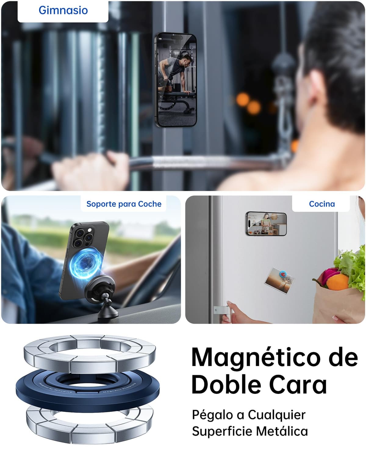 SYNCWIRE Magnetic Ring Holder for MagSafe - 360° Rotation Double Sided Mobile Phone Grip Compatible with iPhone 17 16 15 14 13 12 Pro MAX Android MagSafe Accessories — view 4