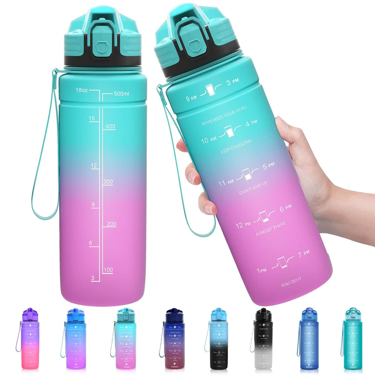 ZOUNICH Botella Agua Deporte, Botella Agua Niños sin BPA Reutilizable Plástico Tritan - 500 ml / 700 ml / 1 l, Cantimploras para Te con Filtro, para Infantil, Gimnasio, Bicicleta — view 19