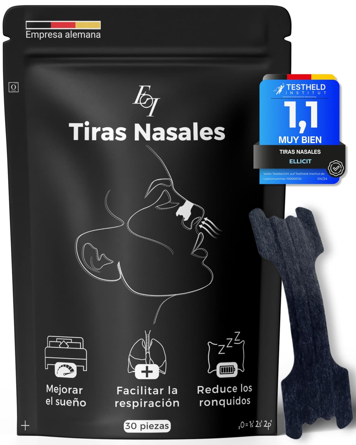Ellicit Tiras Nasales Transparentes, paquete de 30 tiras nasales premium, contra los ronquidos, soporte extra para deportes y mejor calidad del sueño, mejor respiración con la nariz tapada — view 8