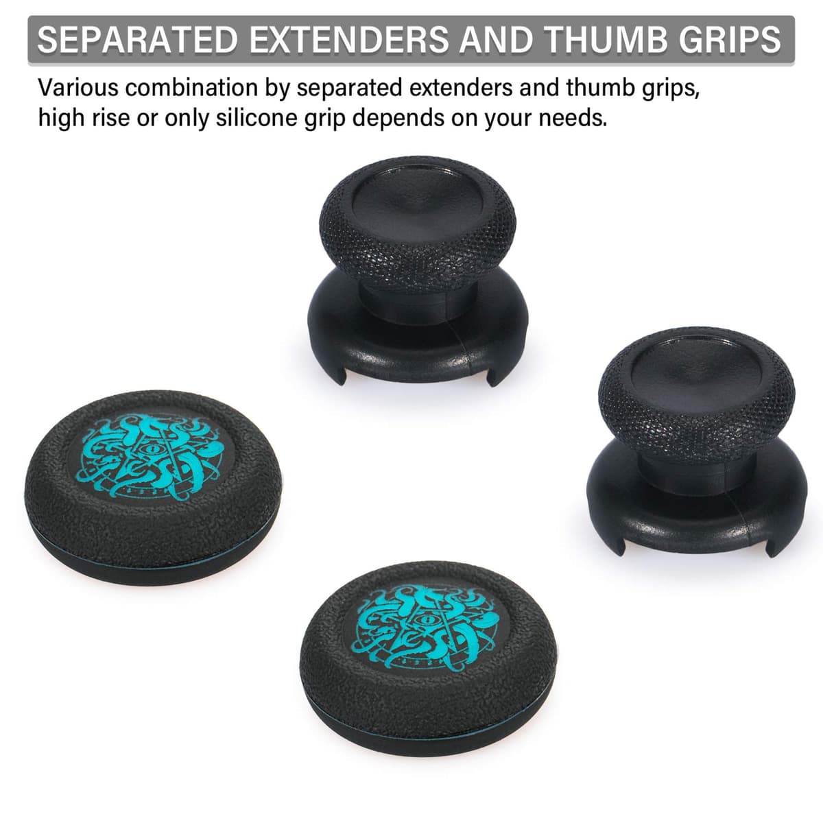 FPS Thumbstick Extender & Printing Rubber Silicone Grip Cover 2 Sets for Xbox Series X/S & Xbox One Controller (Deep Sea Demon Tentacle) — view 4