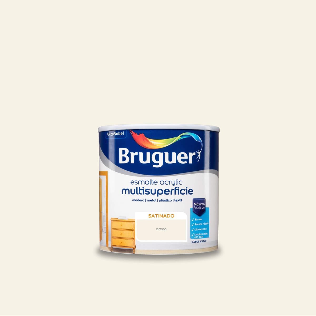 Bruguer Acrylic Multisuperficie Esmalte al agua Satinado - Pintura 750 mL, Blanco Permanente — view 77